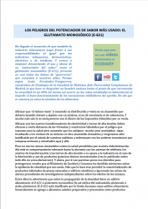 Lee más sobre el artículo Glutamato monosódico GMS E-621, potenciador del sabor