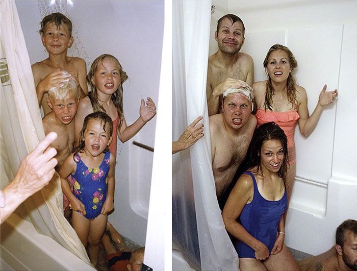 En este momento estás viendo 30 Personas que recrearon sus viejas fotos familiares