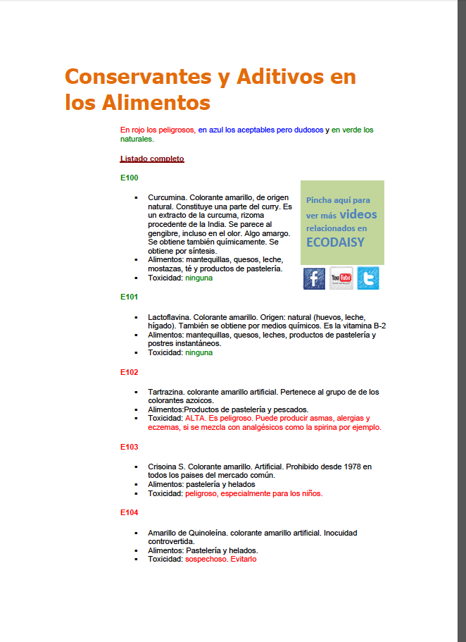 conservantes y aditivos